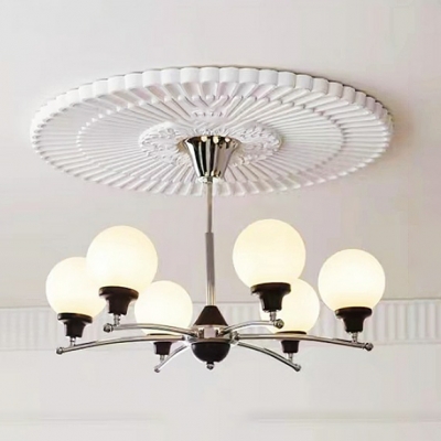 Contemporary Metal Chandelier with Frosted Glass Shades for Home Use
