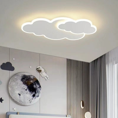 Contemporary White Iron Flush Mount Ceiling Light with Acrylic Shade for Living Room