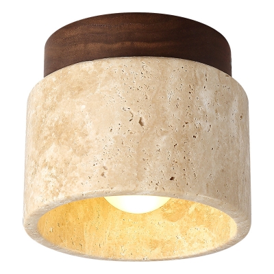 Modern Stone and Solid Wood Ceiling Light with Shade for Living Room and Bedroom