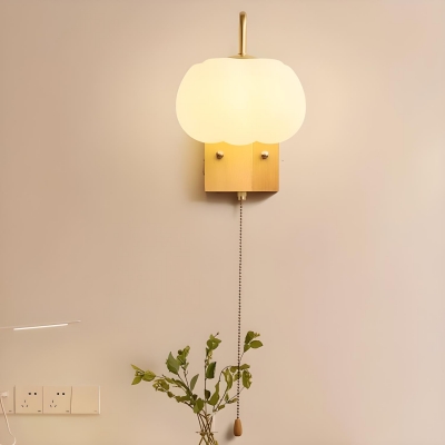 Scandinavian Rubber Wood Wall Light with Acrylic Lampshade without Bulb Included