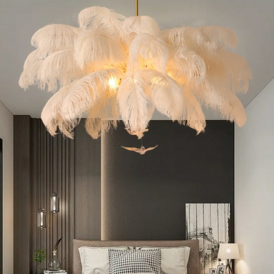 Sleek and Stylish Modern White Geometric Chandelier with Cast Iron Material