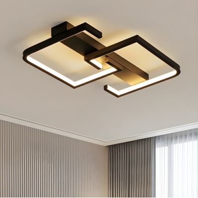 Bedroom Modern Metal Semi-Flush Ceiling Light with Acrylic Material Shade in Black
