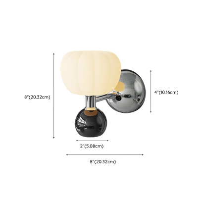 Contemporary Anti-flicker Pumpkin Shape Wall Lamp with Acrylic Lampshade for Living Room and Bedroom