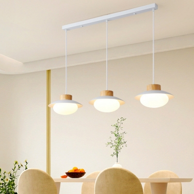 Contemporary Wood Glass Shade Pendant Light with Adjustable Hanging Length and Iron Ceiling Plate