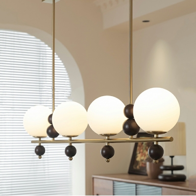 Metal Island Light with Adjustable Hanging Length and Globe Glass Shade