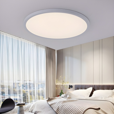 Modern LED White Metal Round Flush Mount Ceiling Light with Acrylic Shade for Living Room