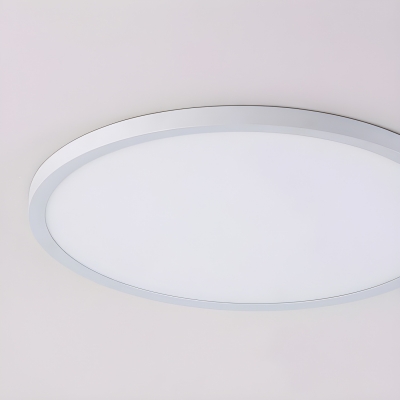 Modern LED White Metal Round Flush Mount Ceiling Light with Acrylic Shade for Living Room