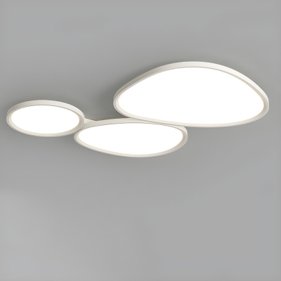 Pebble Shape Living Room and Bedroom Led Flush Mount Ceiling Lights in White with 3 Color Light