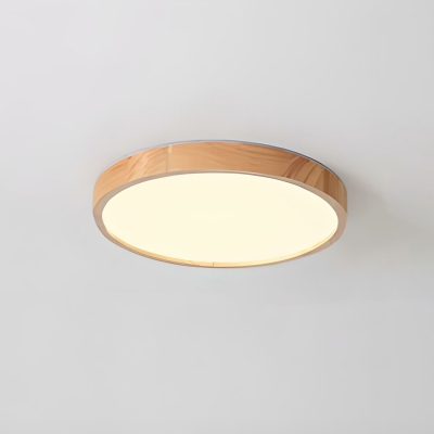 Contemporary LED Solid Rubber Wood Flush Mount Ceiling Light with Acrylic Shade for Bedroom