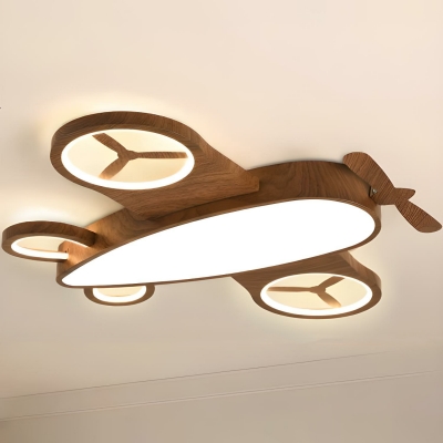 Kids Metal Airplane Flush Mount Ceiling Light with Acrylic Shade