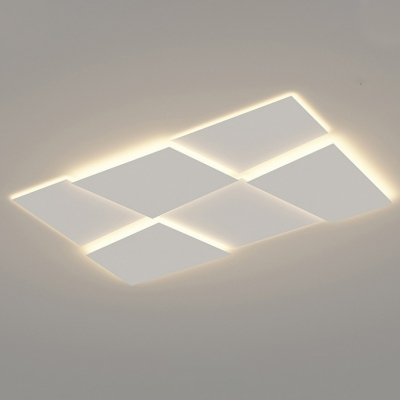 Modern LED Metal Flush Mount Ceiling Light in White for Living Room and Bedroom