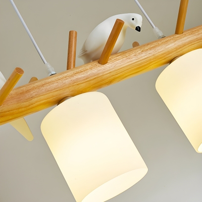 Scandinavian Wood Lampshade Island Light without Light Bulb for Living Room and Dinning Room