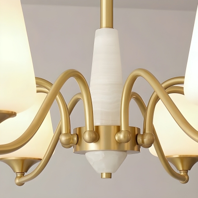 Contemporary Metal Chandelier with Milky White Glass Lampshade