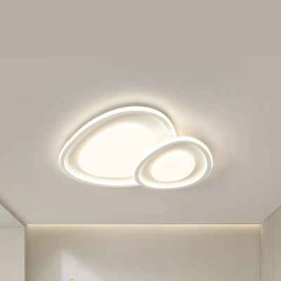 Contemporary Metal LED Ceiling Light with Acrylic Lampshade in White