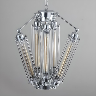 Modern Iron Chandelier with Adjustable Hanging Length in Chrome for Bedroom