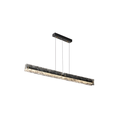 Modern LED Copper Linear Island Light with Adjustable Hanging Length and Glass Shade