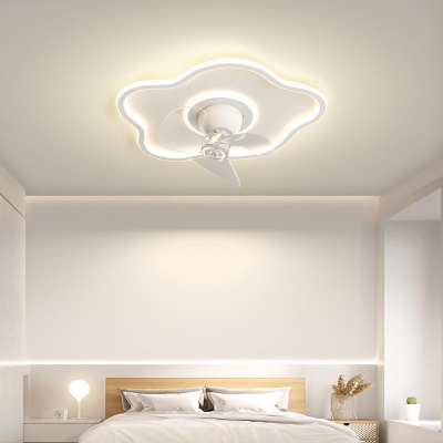 Modern Metal Flushmount Ceiling Fan with Remote Control LED Light