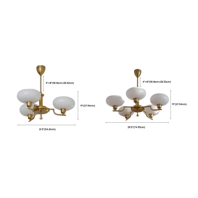 Bowl Shape Contemporary Chandelier with Adjustable Hanging Length and White Glass Shades