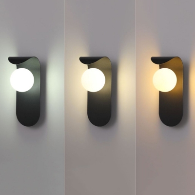 Contemporary Style Cast Iron Wall Sconce with Frosted Glass Shade