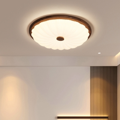 Contemporary Wood LED Ceiling Light with Acrylic Shade for Residential Use in Metal