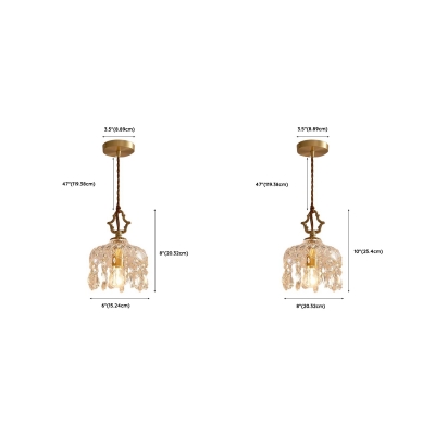 Glamorous Gold Brass Pendant with Clear Glass Shade and Crystal Component
