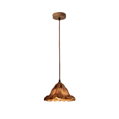 Industrial Dining Room Metal & Resin Adjustable Hanging Lamp in Lotus Leaf Design