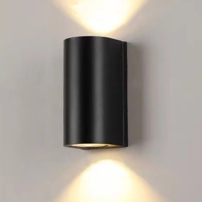 Modern Black Wall Lamp with Aluminum Shade and LED Bulbs for Outdoor Courtyard