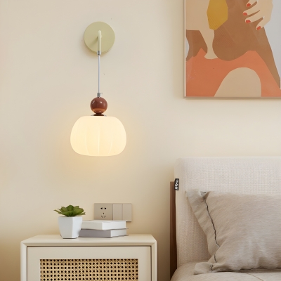Contemporary Metal 1-Light Wall Lamp with Plastic Lampshade for Bedroom