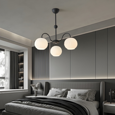 Contemporary Simple Metal Bedroom Chandelier with Glass Lampshade