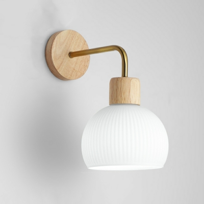 Contemporary Wood Living Room & Bedroom Wall Light with Lampshade