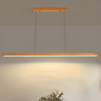 Modern Simple 1-Light Wood Island Light with Adjustable Hanging Length for Dining Room