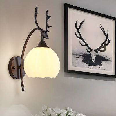 Contemporary Metal Wall Light with Glass Lampshade for Living Room