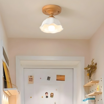 Modern Semi-flushmount Ceiling Light with Glass Lampshade for Living Room