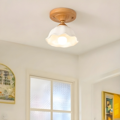 Modern Semi-flushmount Ceiling Light with Glass Lampshade for Living Room