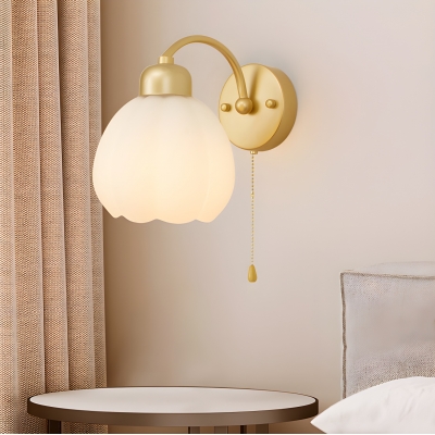 Contemporary Metal Glass Lampshade Sconce Light for Bedroom & Living Room