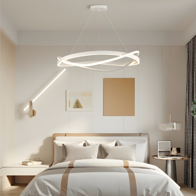 Contemporary Adjustable Hanging Length Metal Chandelier with LED Light Source