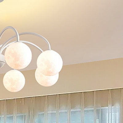 Contemporary Metal Chandelier with Ball Shape Lampshade for Living Room