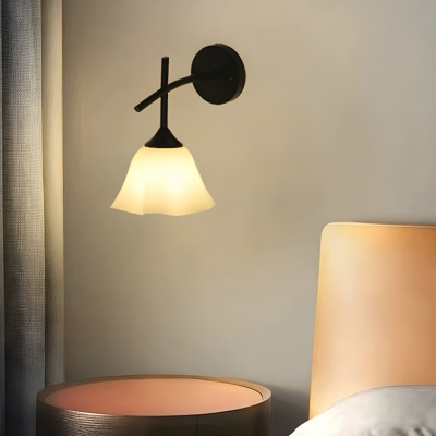 Contemporary Simple Glass Lampshade 1-Light Wall Lamp for Bedroom