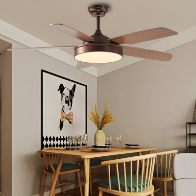 Elegant Metal Semi-Flushmount Ceiling Fan with Dimmable LED Light and Remote Control