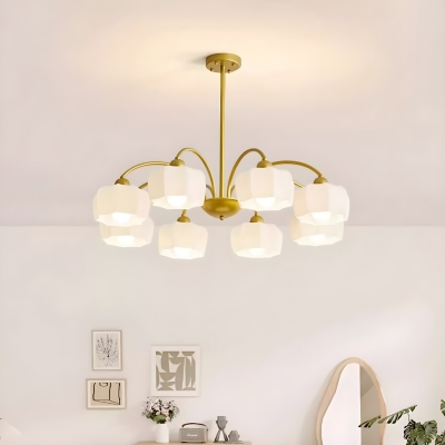 Modern Metal Downrods Chandelier with Glass Lampshade for Bedroom
