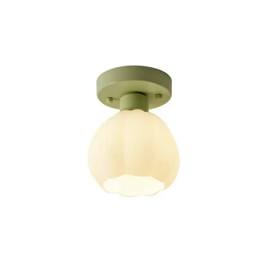 Modern Semi-flushmout Ceiling Light with Glass Lampshade for Living Room