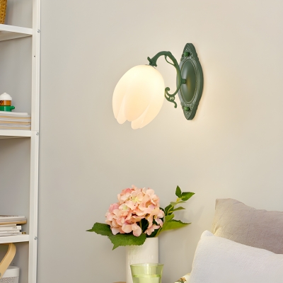 Contemporary Metal Living Room Wall Light with Plastic Lampshade