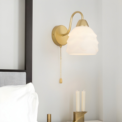 Contemporary Metal 1-Light Wall Light with Glass Lampshade for Bedroom
