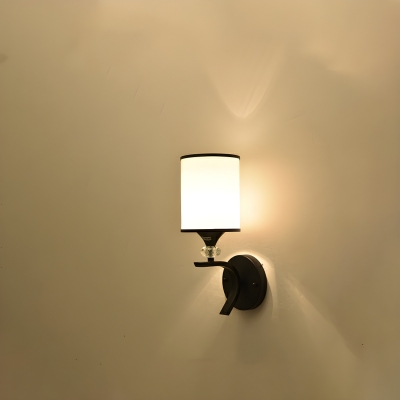 Modern 1-Light Metal Bedroom Wall Light with Glass Lampshade