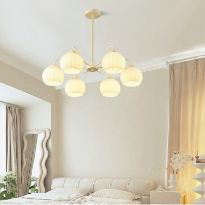 Modern Metal Adjustable Hanging Length Chandelier with Glass Shade