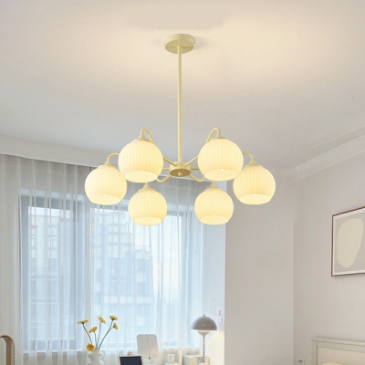 Modern Metal Adjustable Hanging Length Chandelier with Glass Shade