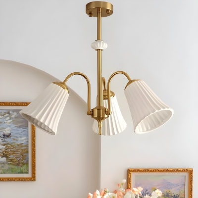 Contemporary Metal Chandelier with Ceramic Lampshade for Bedroom