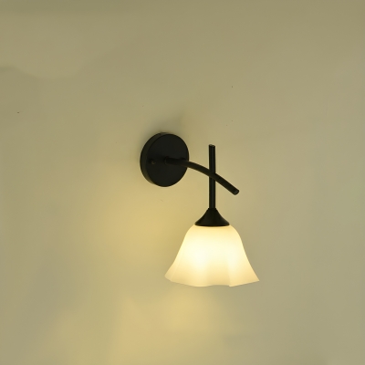 Contemporary Simple Glass Lampshade 1-Light Wall Lamp for Bedroom