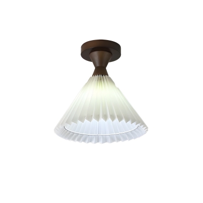 Modern 1-Light Wood Ceiling Light with Fabric Lampshade for Living Room