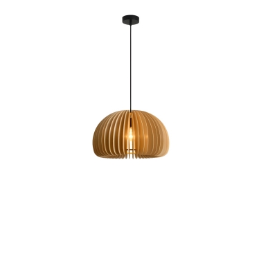 Modern Pumpkin Shape 1-Light Pendant Light with Adjustable Hanging Length